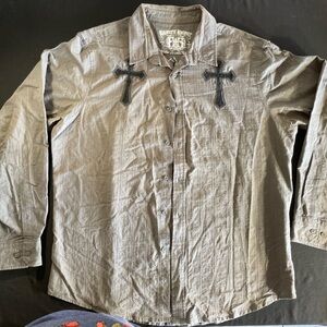 Eighty Eight Gray Shirt Jacket with Cross Accents